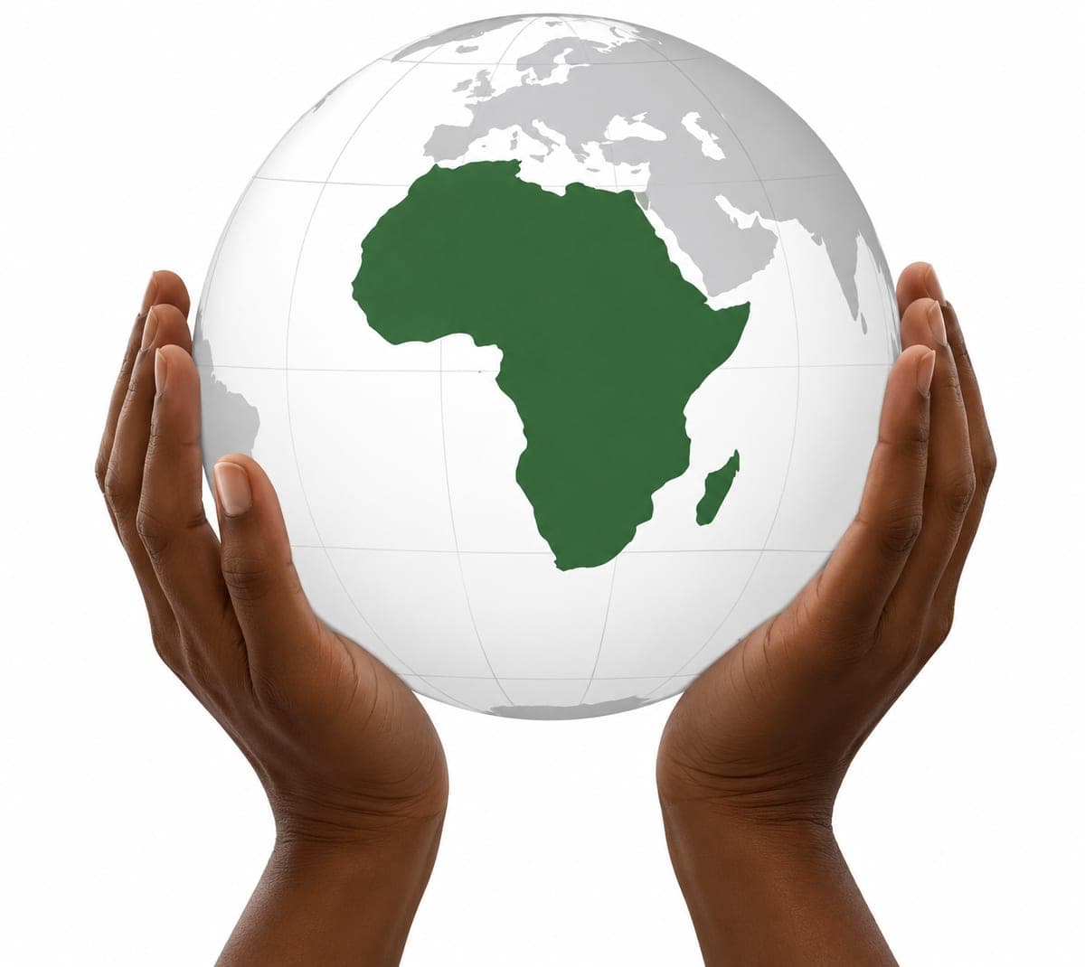 Mains tenant un globe mettant en avant le continent africain